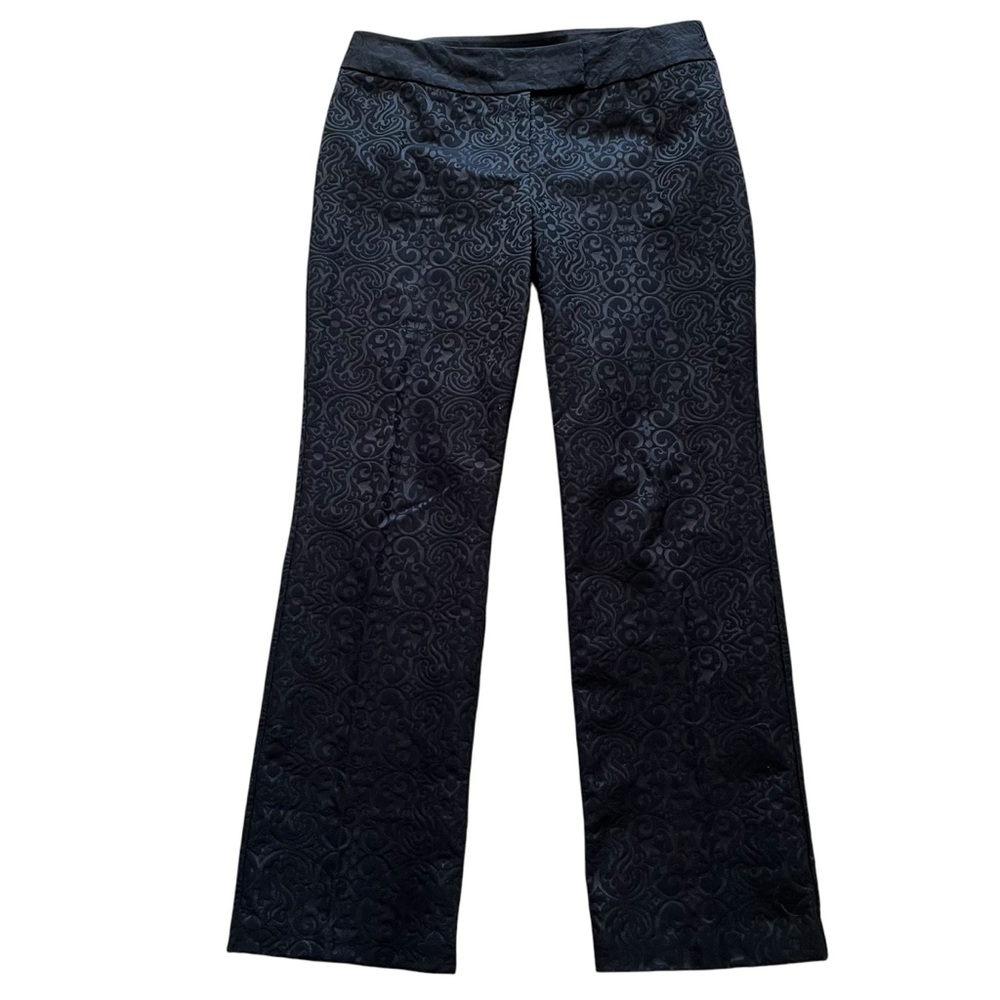 INC International Concepts Black Jacquard Tone on Tone Straight Leg Pant
